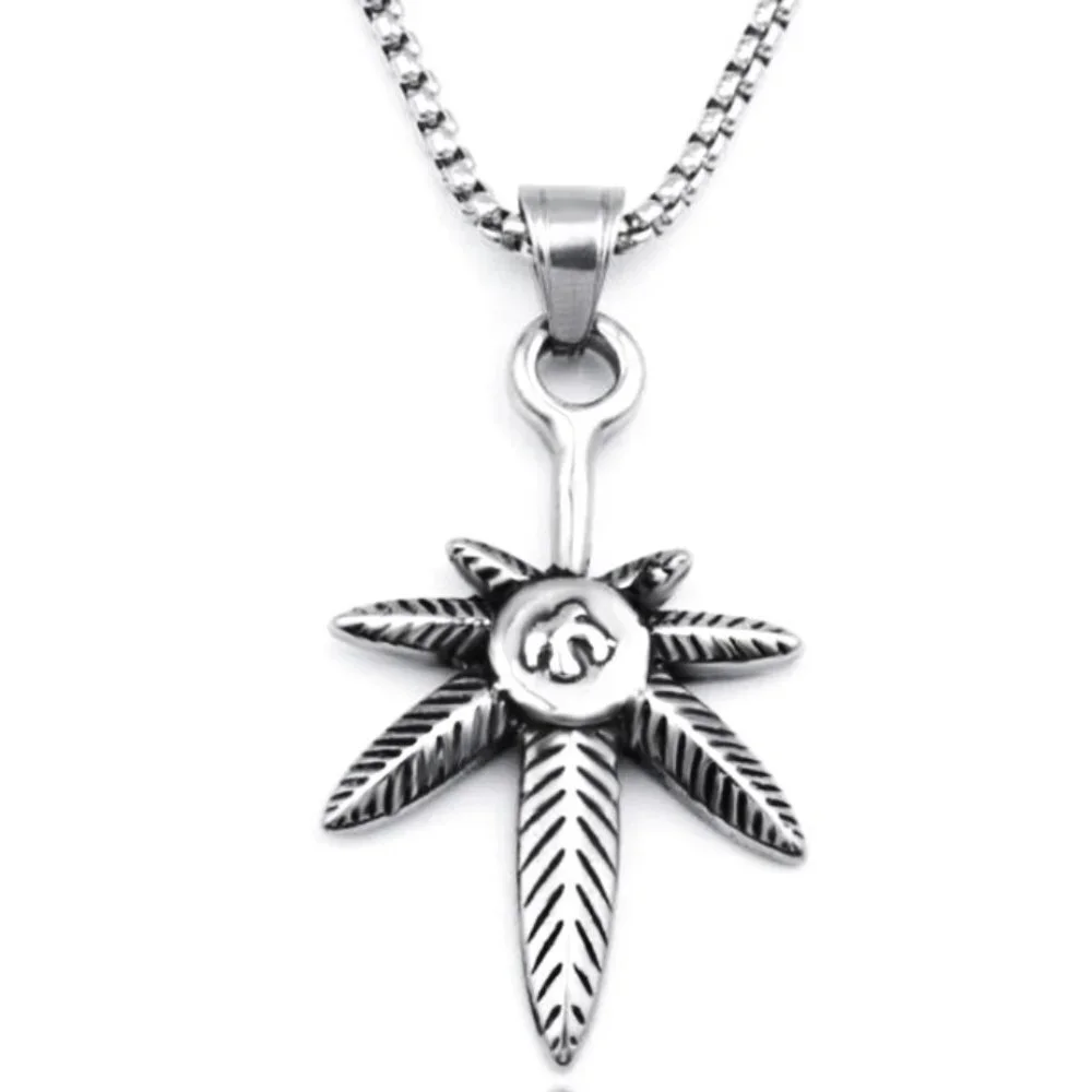 ❤️Retro small hemp leaf maple pendant necklace for women/men, N90201P192